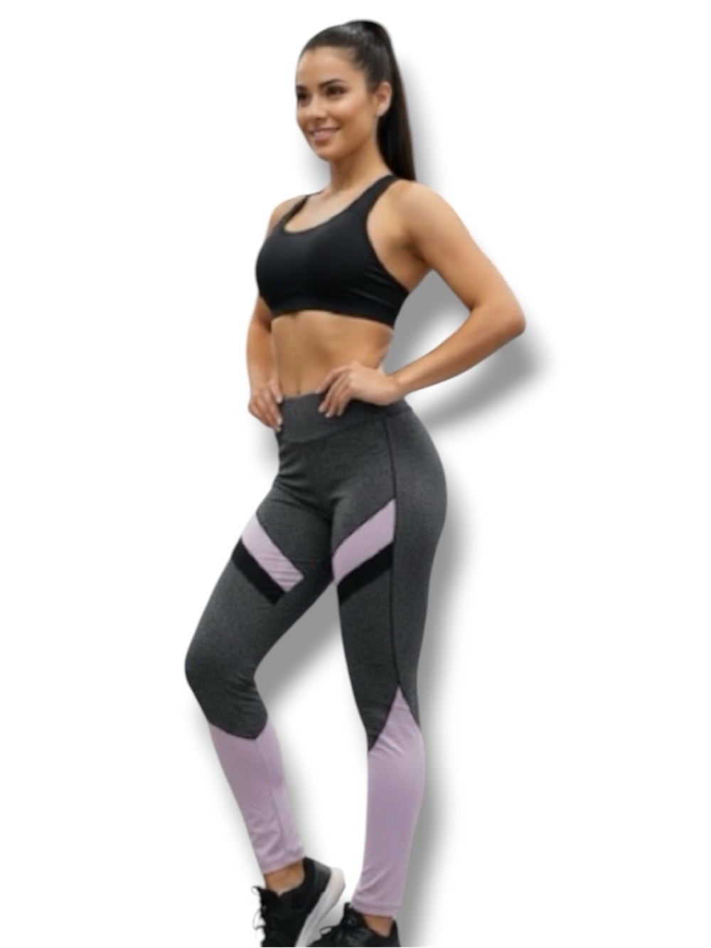 Yado Colorblock Leggings Gray Pink Black Yoga Fitness Activewear M 🍭